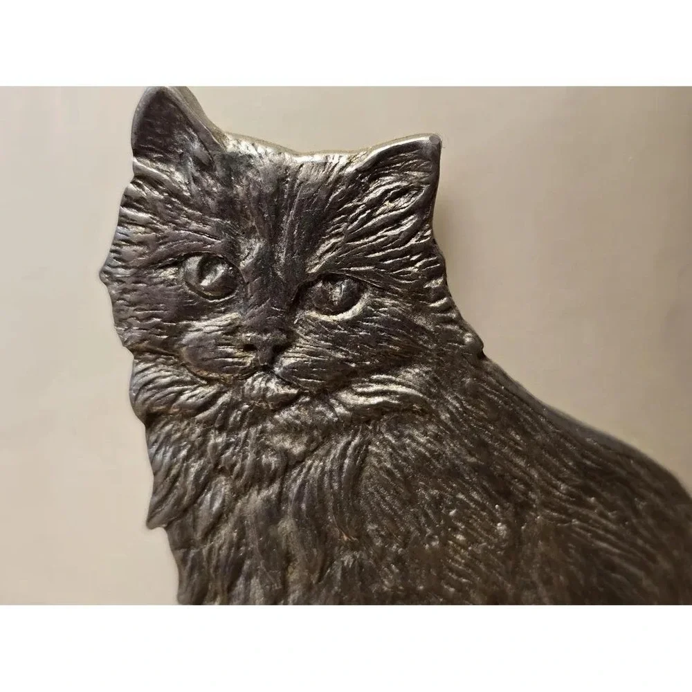Handmade Grapefruit Scented Candle in Glass Mug with Pewter Longhair Cat C49